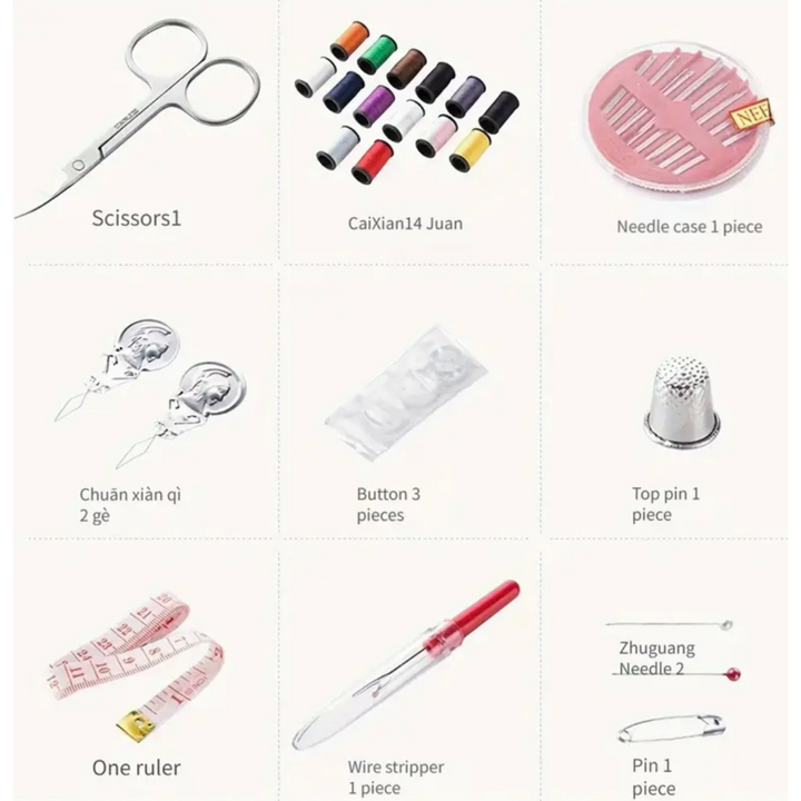 Zip Up Travel Sewing Kit Contents