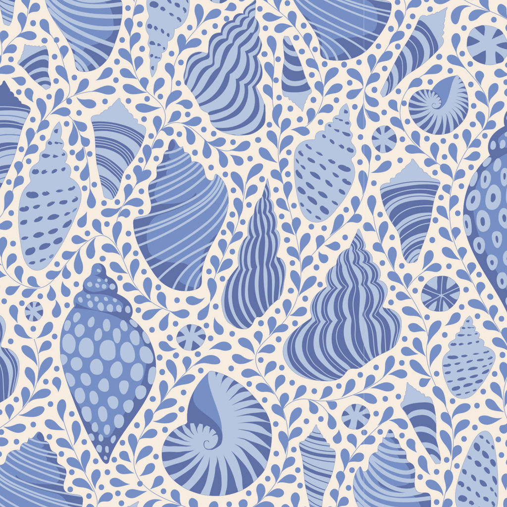 Blue Beach Shell Cotton Tilda Fabric