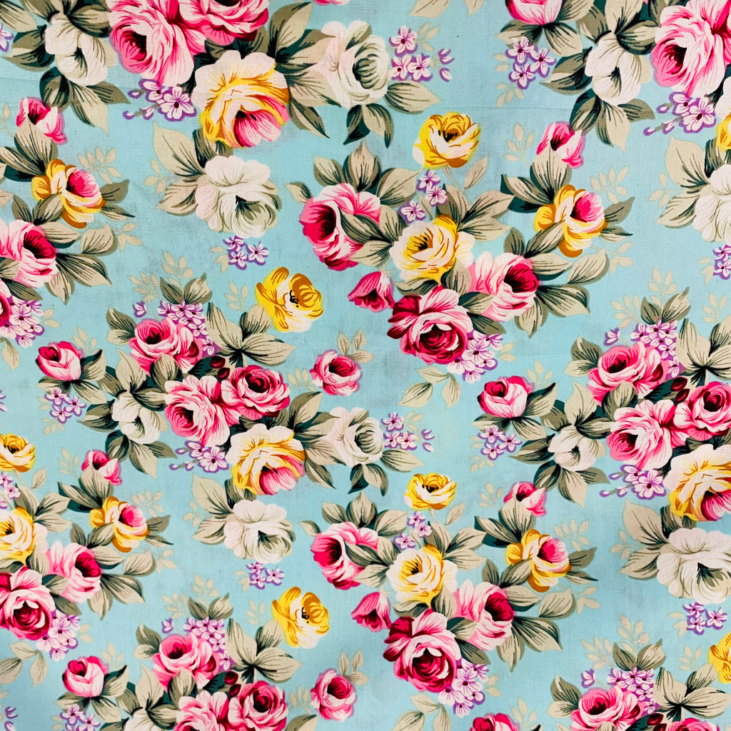 Blue Floral Cotton Fabric