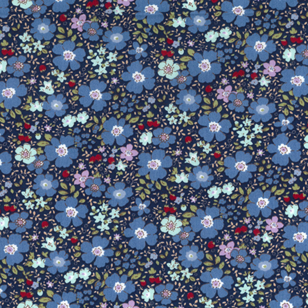 Blue Floral Cotton Fabric