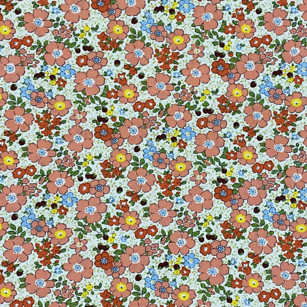 Coral Floral Cotton Fabric