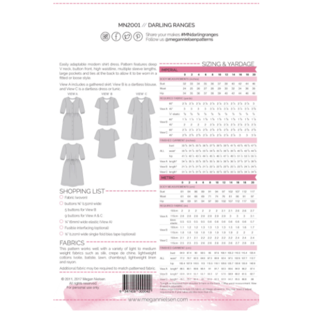 Megan Nielsen Dress and Blouse Pattern
