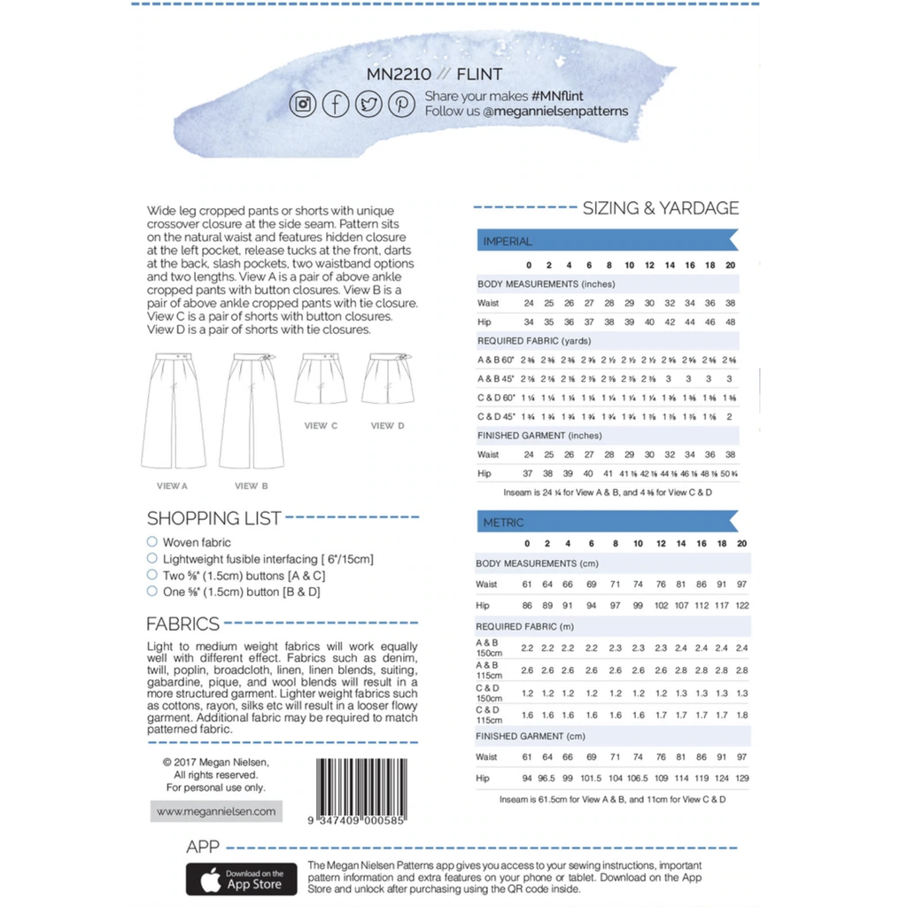 Flint Pants & Shorts Sewing Pattern - Megan Nielsen