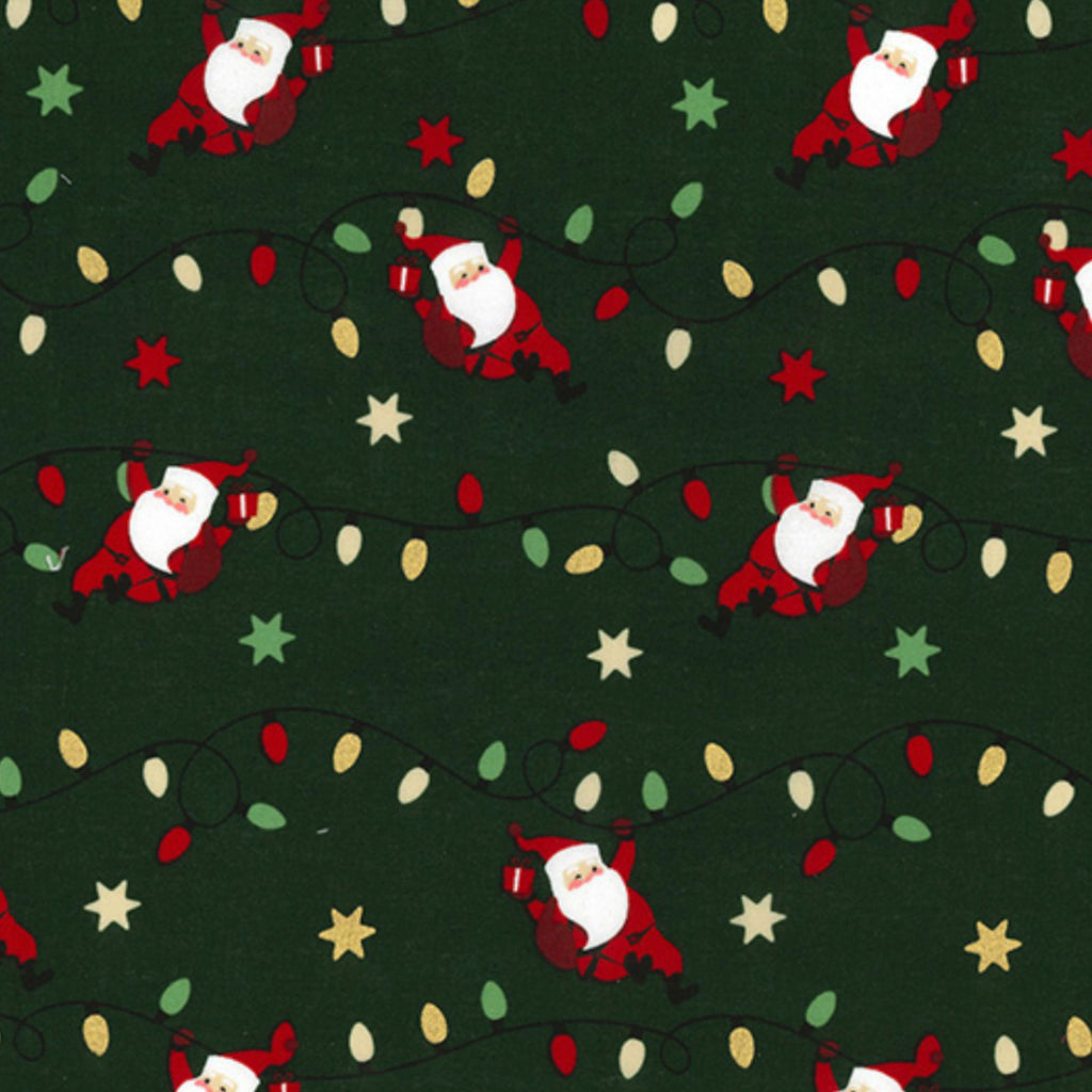 Green Santa Christmas Cotton Fabric