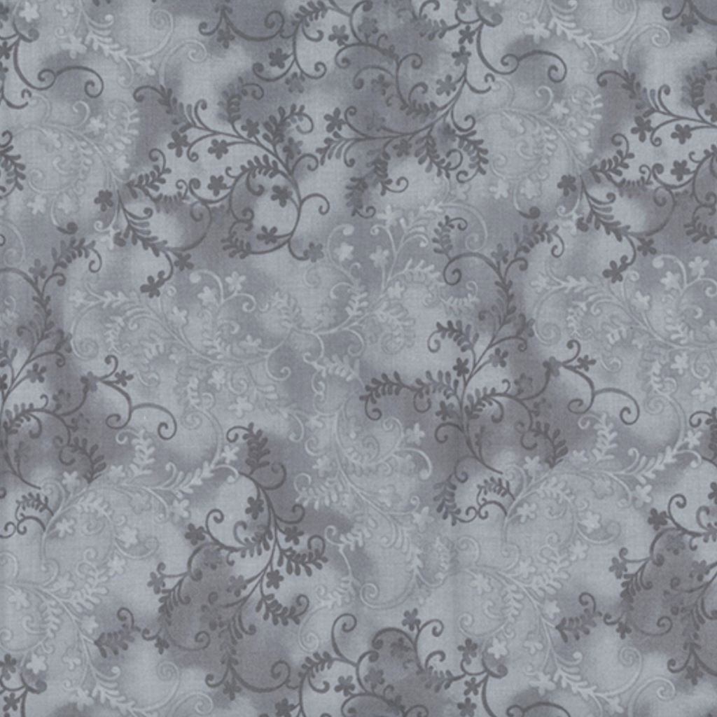 Grey Vine Cotton Fabric