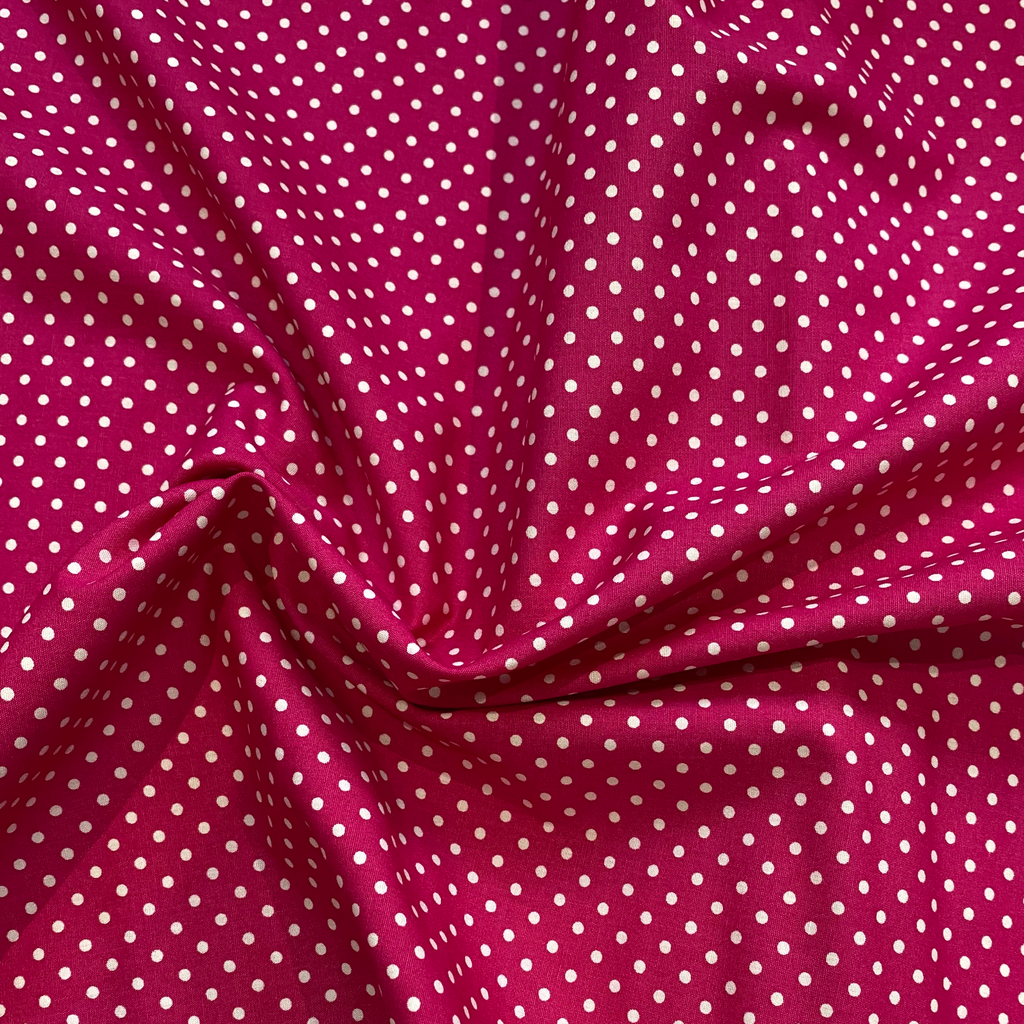 Hot Pink Polkadot Cotton Fabric