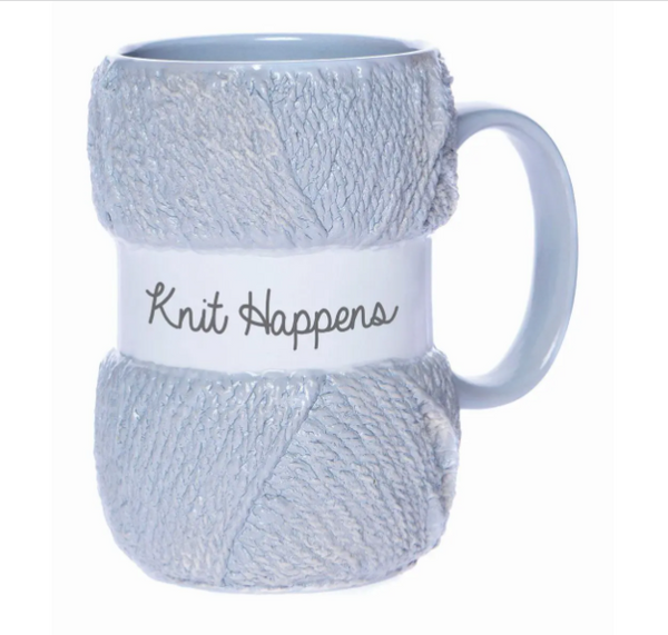 Knit Happens Grey Novelty Mug