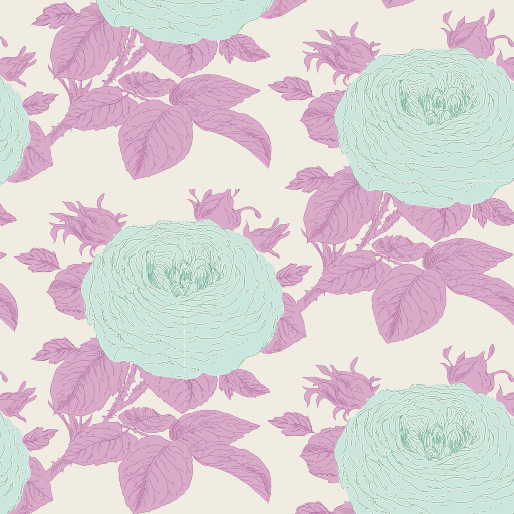 Purple Teal Floral Cotton