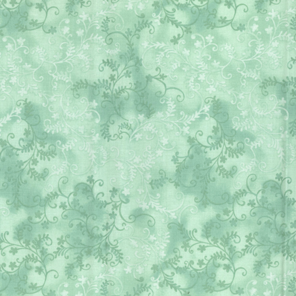 Mint Green Vine Cotton Fabric