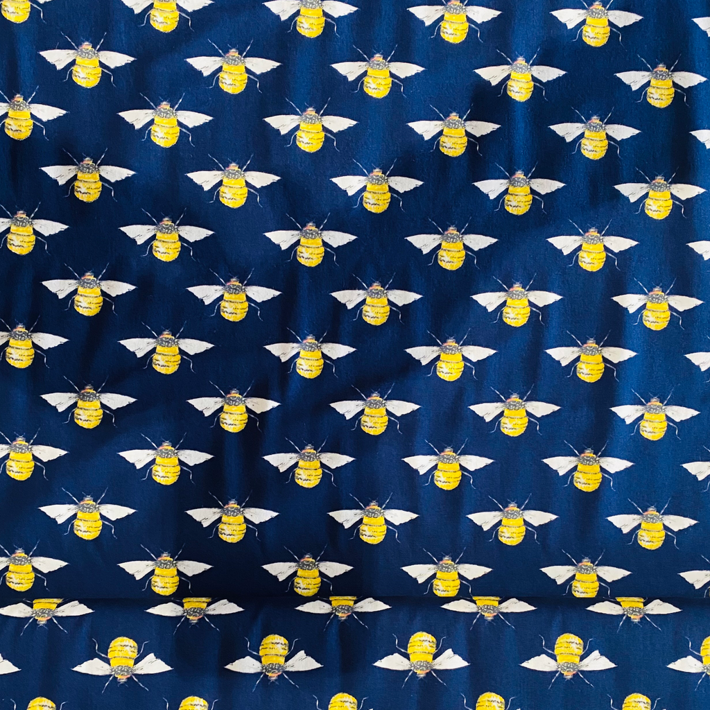 Navy Bees Fabric