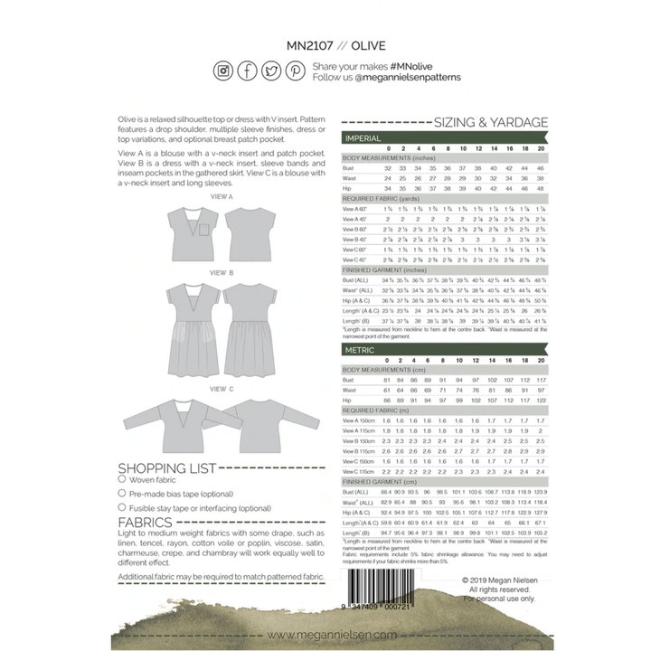 Olive Dress and Top Sewing Pattern - Megan Nielsen