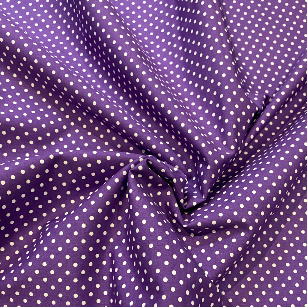 Purple Polkadot Cotton Fabric