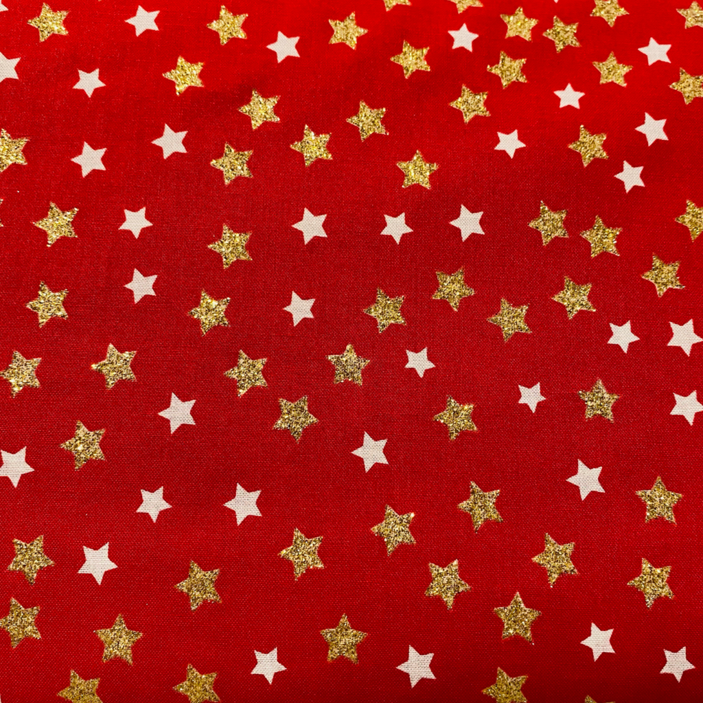 Red Gold Star Fabric