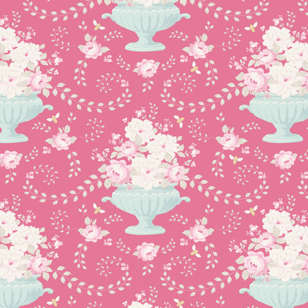 Pink Floral Cotton Tilda Fabric