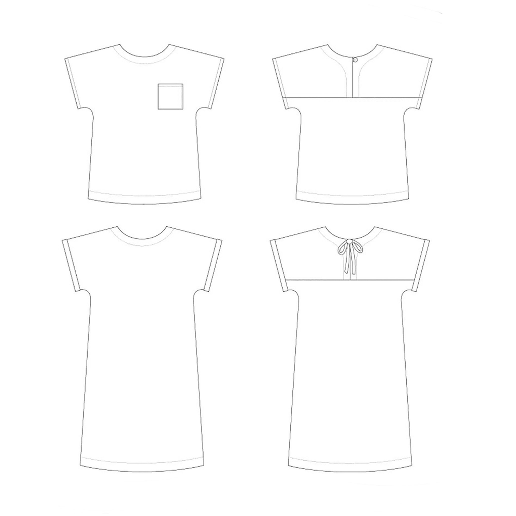 Stevie Dress Sewing Pattern - Technical Drawing