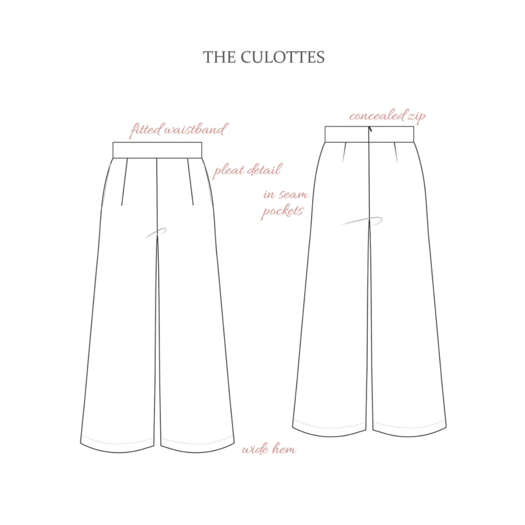 The Culottes Trousers Sewing Pattern-Sketch