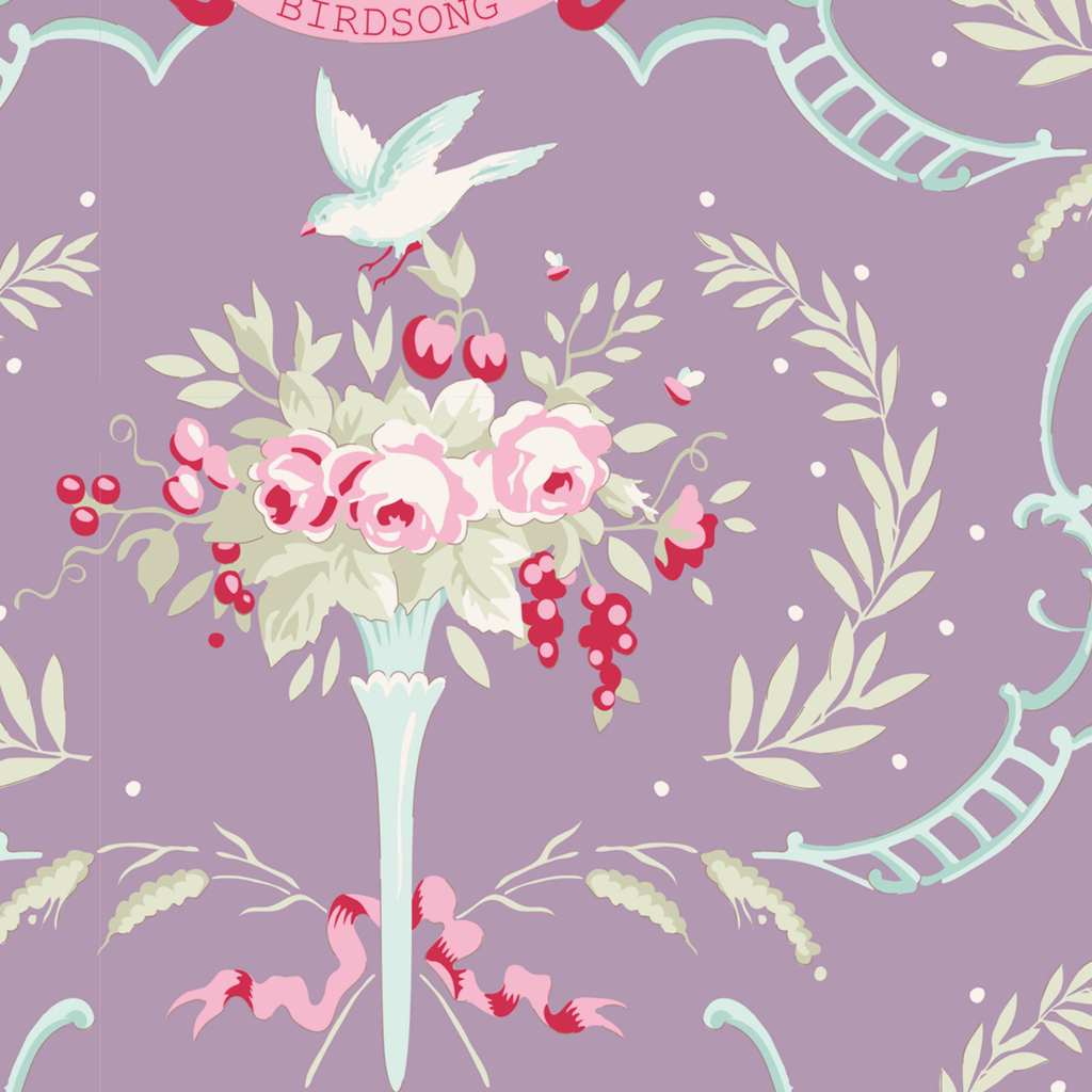 Lilac Floral Tilda Cotton Fabric