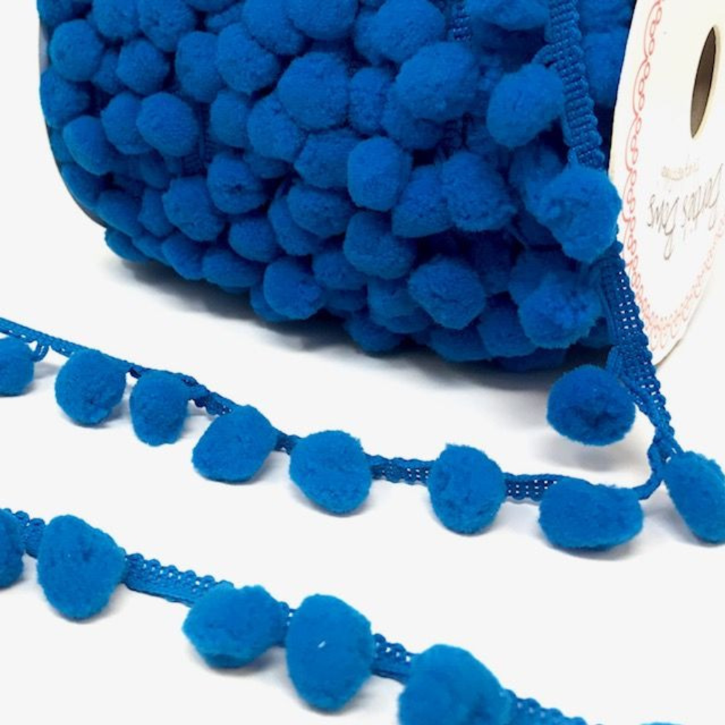 Blue Turquoise Pom Pom Trim