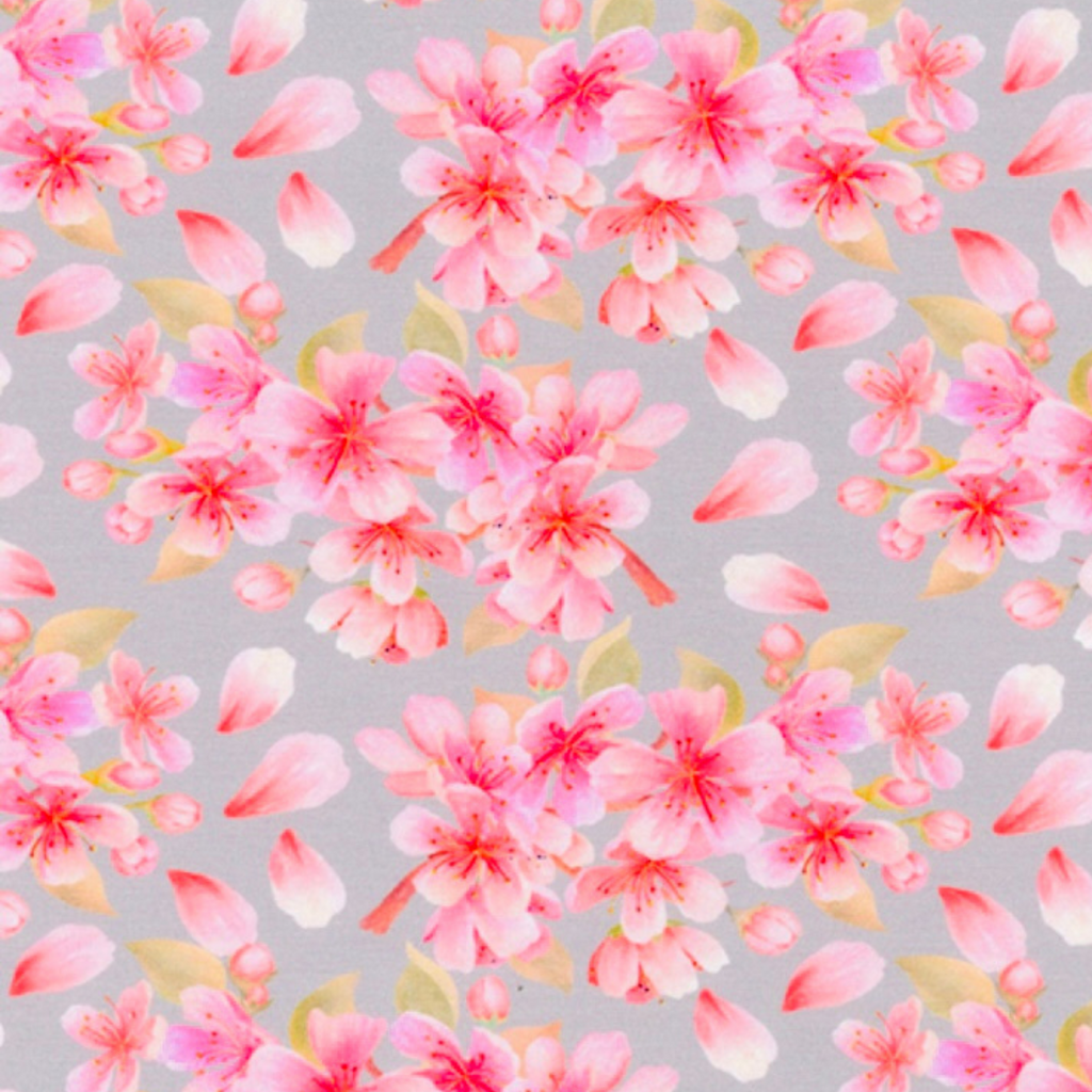 Pink Floral Blossom Jersey Fabric
